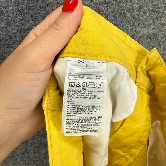 Old Navy Shorts Women 0 Yellow Mid Rise Chino Pockets Cotton Everyday Short - Picture 8 of 9